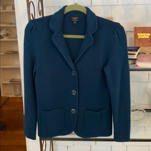 NWOT Talbots Marino Wool Teal Cardigan Size P